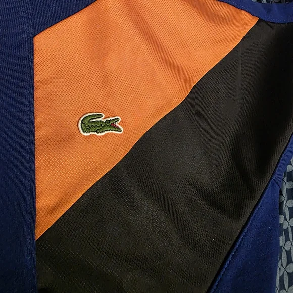 Lacoste Men's Vibrant Blue and Orange Crewneck Sweater